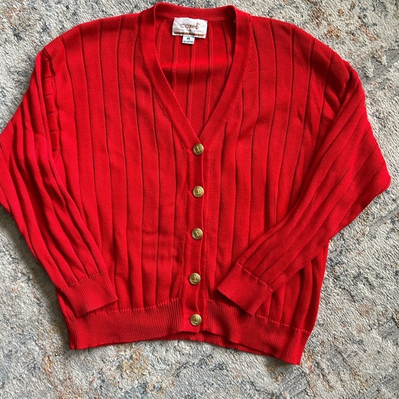 Como Vintage Sweaters - Como sport by cobra VTG preppy 90s red golf cardigan womens size M made in Italy